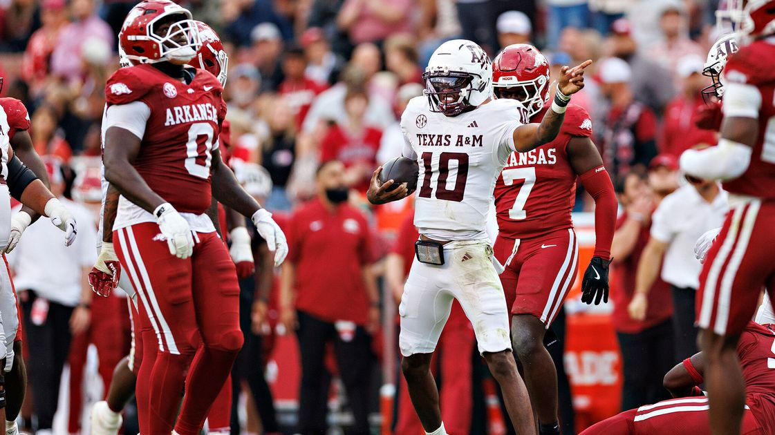 Marcel Reed Rakai Marcel Reed leads No. 4 Aggies in offensive shootout at Arkansas ...