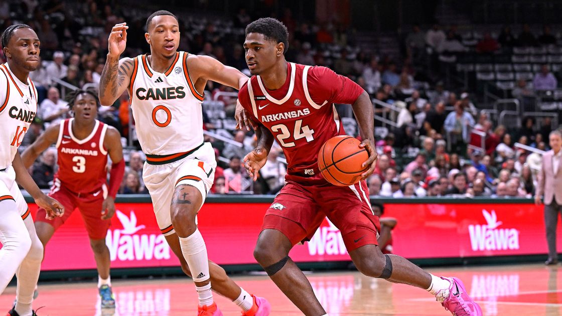 Arkansas finds late lead to get win vs. Miami - Southeastern Conference