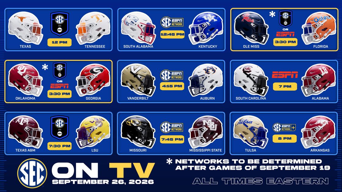 SEC Football im Fernsehen: 26. September - | Southeastern Conference